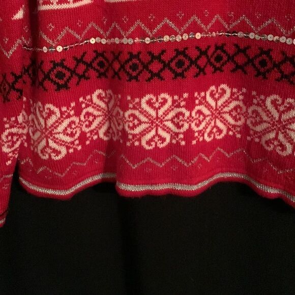 HOLIDAY Time Women’s Christmas Sparkle Sweater with Silver Trim and Sequins XL - Picture 7 of 10